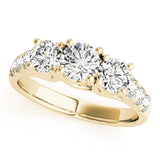 18K Yellow Gold 1 ct Round Diamond Three-Stone Ring