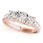14K Rose Gold 1ctw Round Diamond Three-Stone Ring