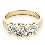 18K Yellow Gold 1 ct Round Diamond Three-Stone Ring