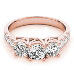 14K Rose Gold 1ctw Round Diamond Three-Stone Ring