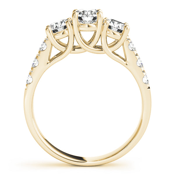 18K Yellow Gold 1 ct Round Diamond Three-Stone Ring