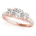14K Rose Gold Round Diamond Three-Stone Ring