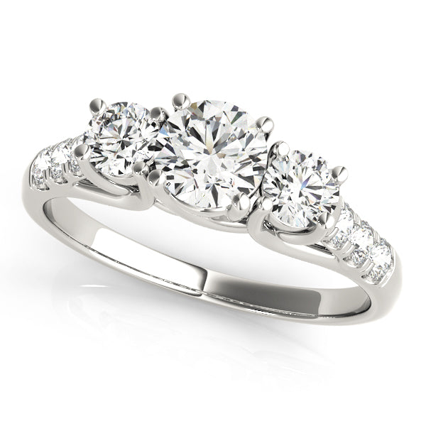 Round Diamond Three Stone Engagement Ring