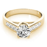 14K Yellow Gold Round Diamond Trellis Engagement Ring