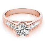 14K Rose Gold Round Diamond Trellis Engagement Ring