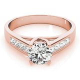 14K Rose Gold Round Diamond Trellis Engagement Ring
