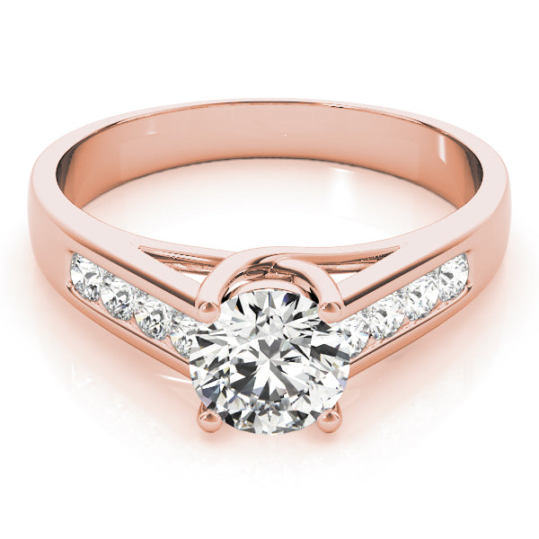 14K Rose Gold Round Diamond Trellis Engagement Ring