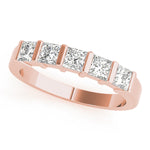 14K Rose Gold Square Diamond Wedding Ring