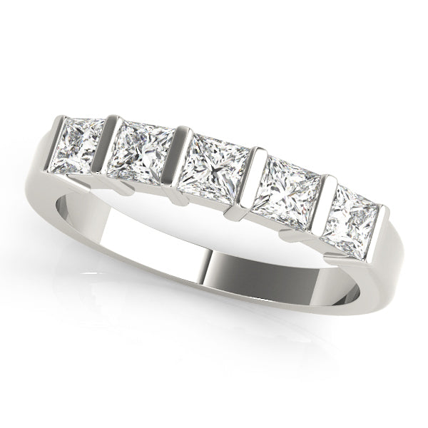 14K White Gold Square Diamond Wedding Ring