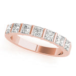 18K Rose Gold Square Diamond Wedding Ring