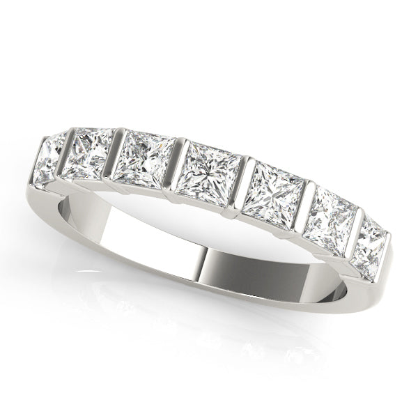 14K White Gold Square Diamond Wedding Ring