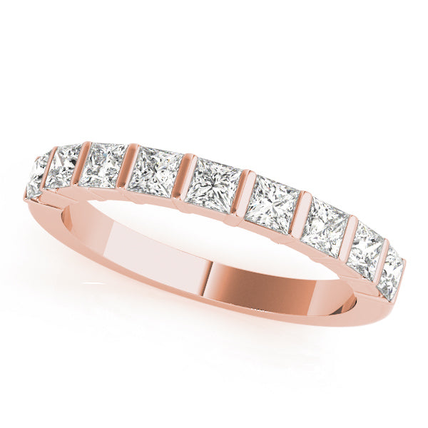 18K Rose Gold Square Diamond Wedding Ring