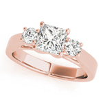 14K Rose Gold 1 ct Diamond Three-Stone Engagement Ring