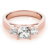14K Rose Gold 1 ct Diamond Three-Stone Engagement Ring