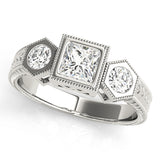 White Gold Diamond Three Stone Engagement Ring