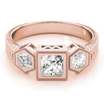14K Rose Gold 1 ct Diamond Three-Stone Engagement Ring
