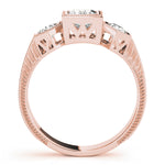 14K Rose Gold 1 ct Diamond Three-Stone Engagement Ring