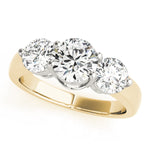 14K Yellow Gold 2 CT Diamond Three-Stone Engagement Ring
