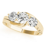 18K Yellow Gold 1 ct Diamond Three-Stone Engagement Ring