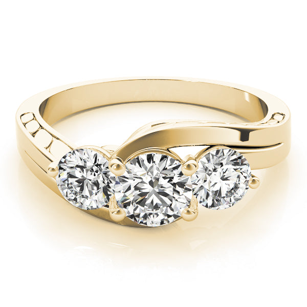 18K Yellow Gold 1 ct Diamond Three-Stone Engagement Ring