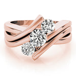 18K Rose Gold 1 ct Diamond Three-Stone Engagement Ring