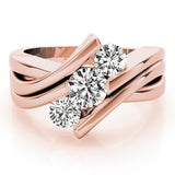 18K Rose Gold 1 ct Diamond Three-Stone Engagement Ring