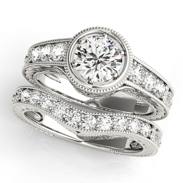 14K White Gold Vintage Diamond Engagement Ring 0.58ctw