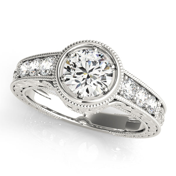 14K White Gold Vintage Diamond Engagement Ring 0.58ctw