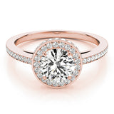 18K Rose Gold 1.5 ctw Diamond Halo Engagement Ring