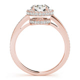 18K Rose Gold 1.5 ctw Diamond Halo Engagement Ring