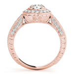 14K Rose Gold Diamond Halo Engagement Ring
