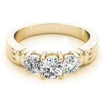18K Yellow Gold 1 ct Diamond Three-Stone Engagement Ring