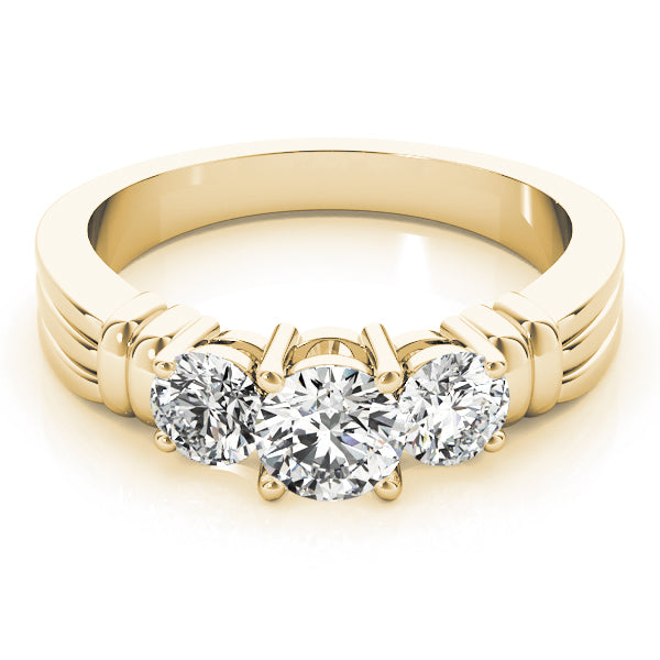 18K Yellow Gold 1 ct Diamond Three-Stone Engagement Ring