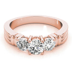14K Rose Gold 1 CT Diamond Three-Stone Engagement Ring