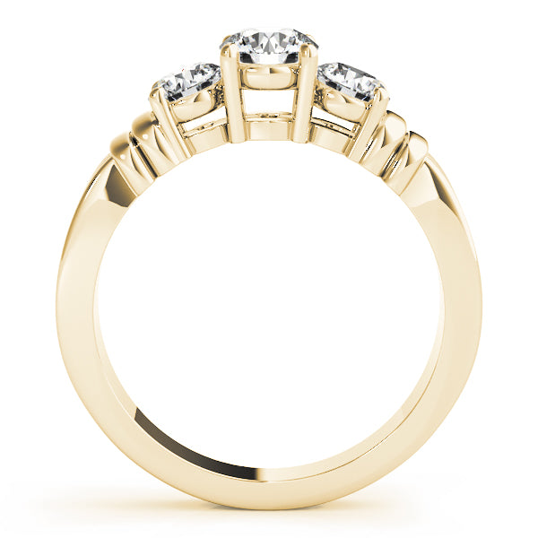 18K Yellow Gold 1 ct Diamond Three-Stone Engagement Ring