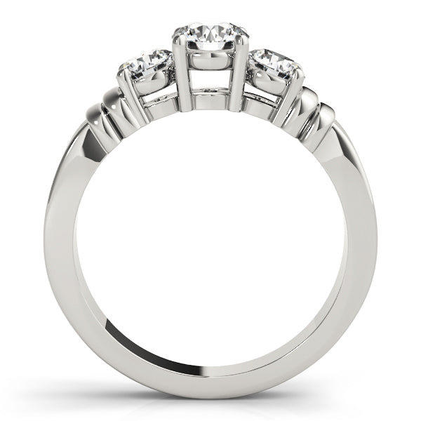 18K White Gold 1 ct Round Diamond Three-Stone Ring