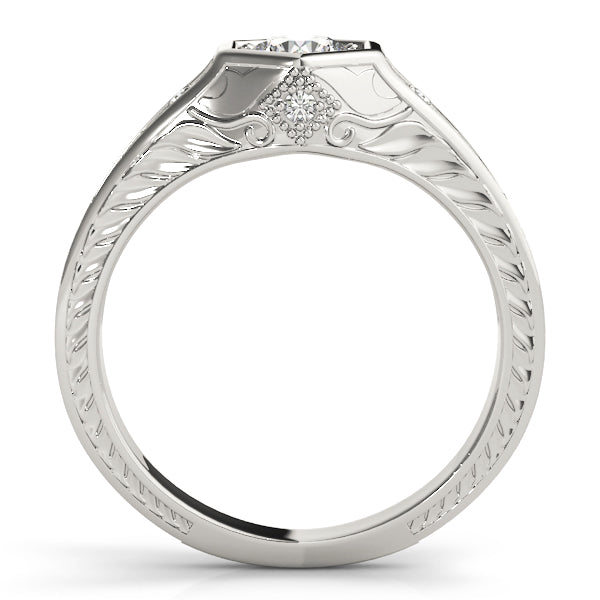 14K White Gold Round Diamond Vintage Ring