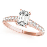 18K Rose Gold Emerald Diamond Engagement Ring