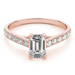 18K Rose Gold Emerald Diamond Engagement Ring
