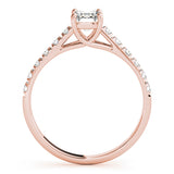 18K Rose Gold Emerald Diamond Engagement Ring