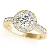 18K Yellow Gold 1 ct Diamond Halo Engagement Ring