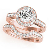 14K Rose Gold 1 CT Diamond Halo Engagement Ring