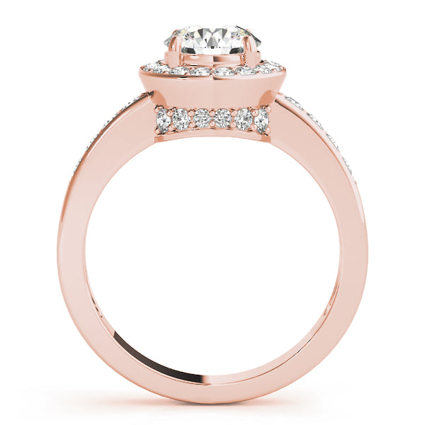 14K Rose Gold 1 CT Diamond Halo Engagement Ring