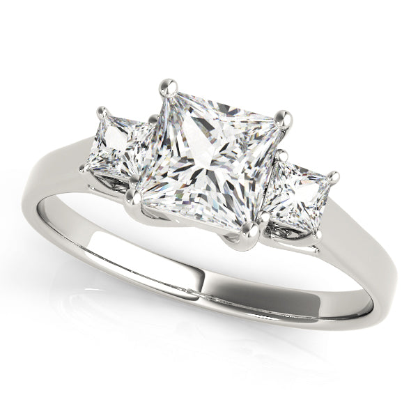 Princess Diamond Three Stone Engagement Ring