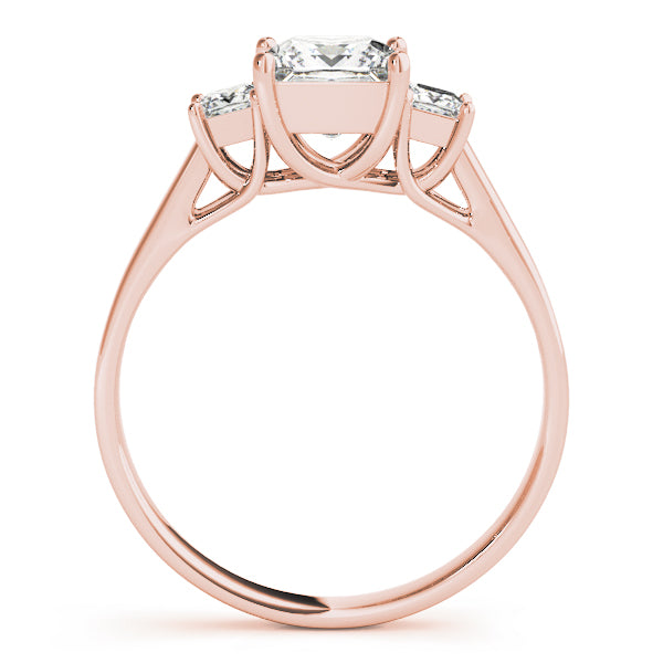 14K Rose Gold 1 CT Square Diamond Engagement Ring