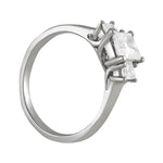 Square Diamond Three Stone Engagement Ring