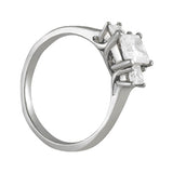 Square Diamond Three Stone Engagement Ring