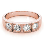 14K Rose Gold 0.36ctw Round Diamond Three-Stone Ring