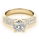 14K Yellow Gold Round Diamond Pave Engagement Ring