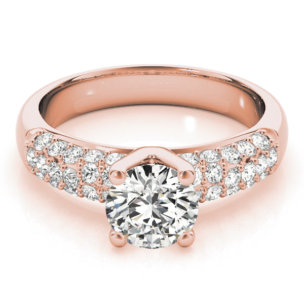 14K Rose Gold Pave Diamond Engagement Ring 1 CT Center